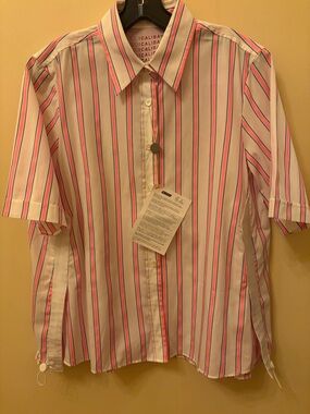 Made in Italy Pink Striped Short-Sleeve Button-Down Shirt - New